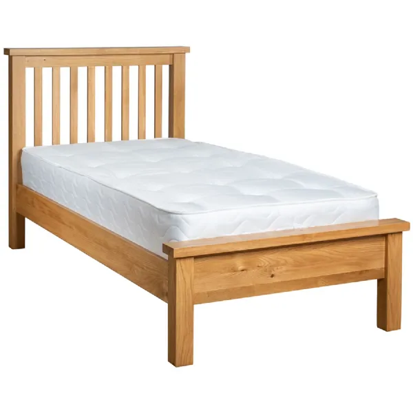 Lacquer White Oak Single Low Foot End Bed with Top Cap