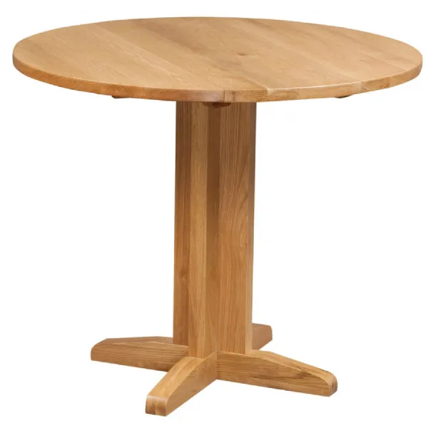 White Oak Lacquered Round Drop Leaf Dining Table