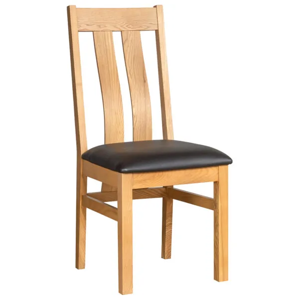 Light Oak Curved Twin Slat back Dining Chair