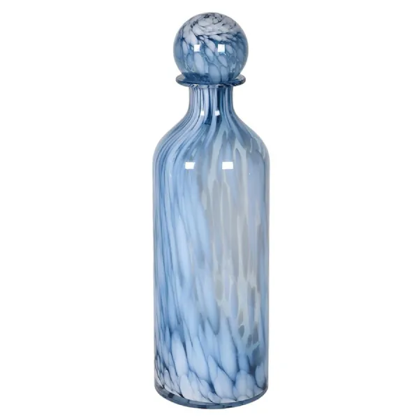 Large Blue Ball Stopper Glass Bottle with Ball Top
