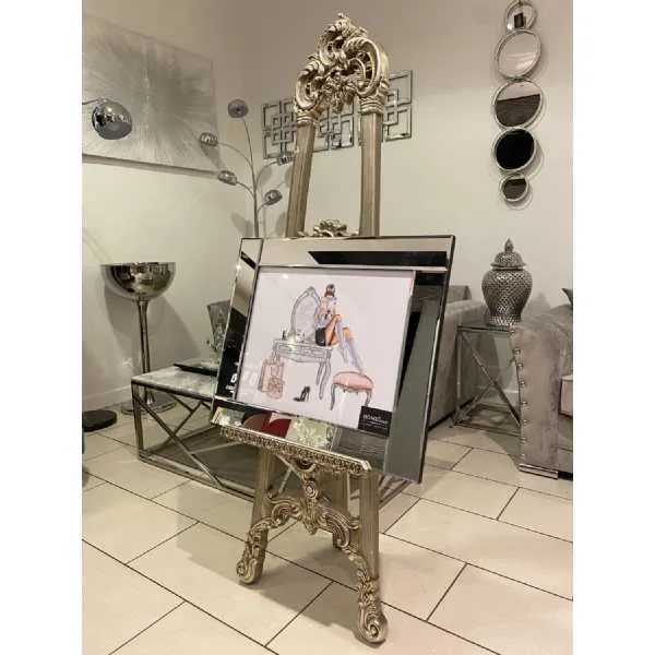 Lady Sitting On Dresser Wall Art Mirror Frame
