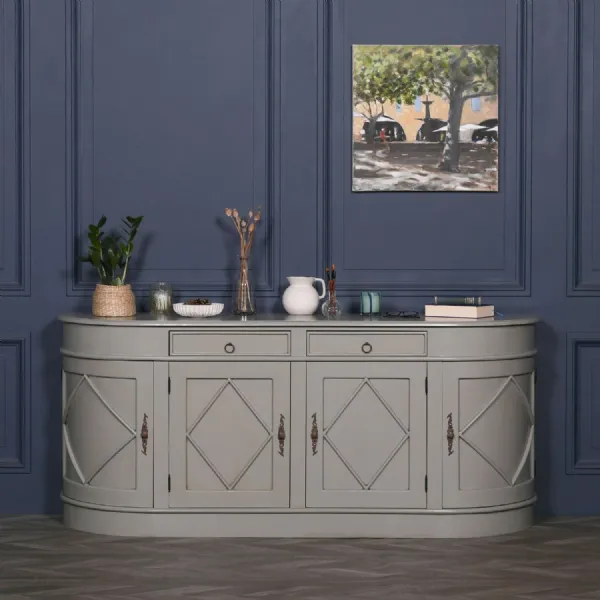 Geometric Grey Extra Large Sideboard with 4 Doors