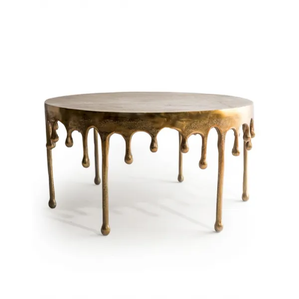 Gold Dali Drip Aluminium Metal 75cm Round Coffee Table