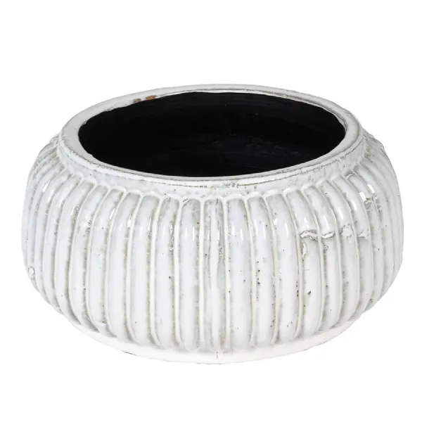 Distressed Cream Ceramic Planter