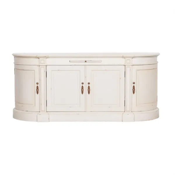 Large Distressed Ivory Buffet Sideboard