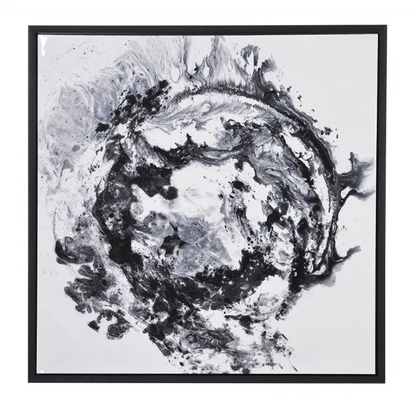 Modern Black and White Abstract Canvas Wall Art With Black Frame