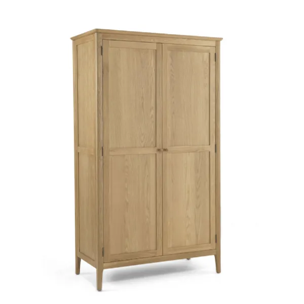 Traditional Solid Oak Full Hanging 2 Door Double Wardrobe with Shaker Design