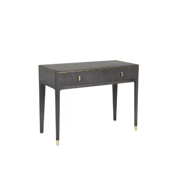 Ebony Wood 2 Drawer Dressing Table Gold Inlay