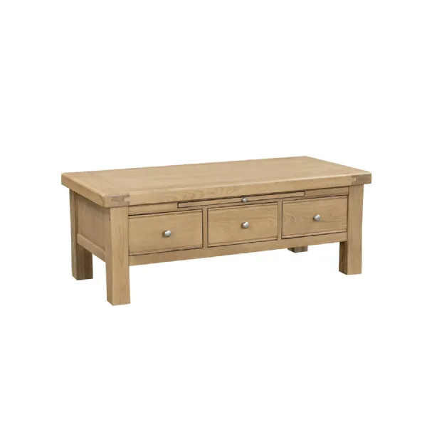 Natural Oak 3 Drawer Low Coffee Table