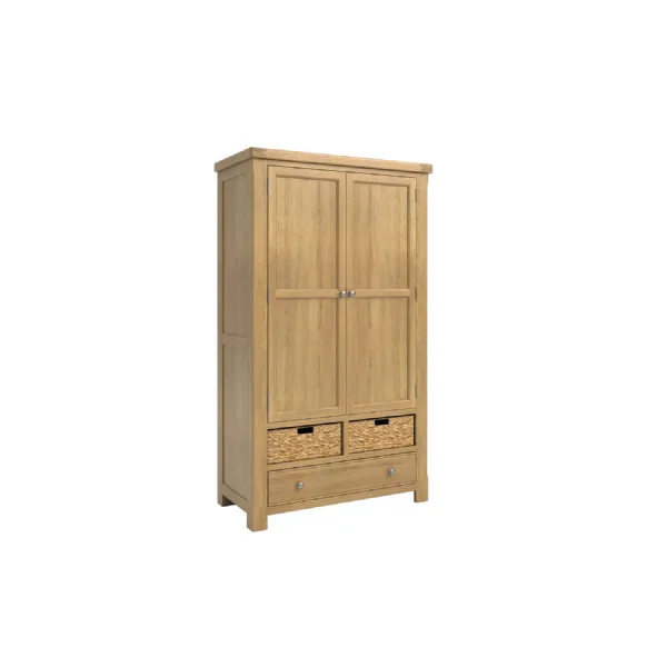 Natural Oak 2 Door 1 Drawer Large Full Shelving Larder