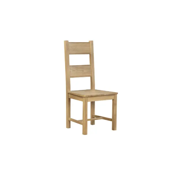 Natural Oak Ladder Back Dining Chair with Solid Seat