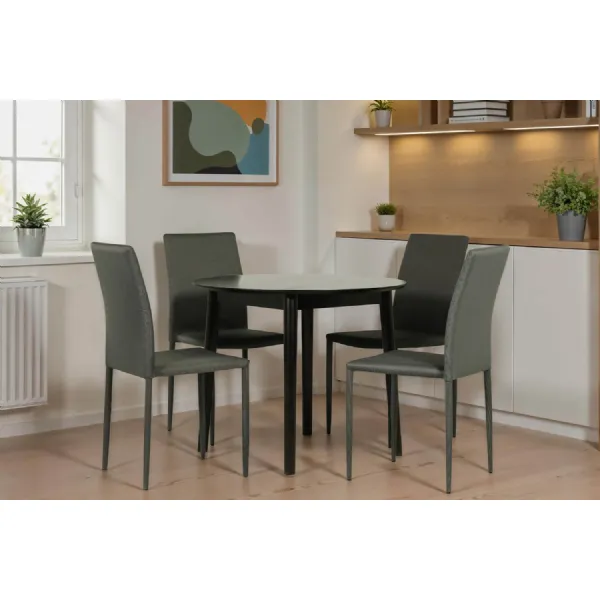 Black Wooden Small Round Dining Table 90cm