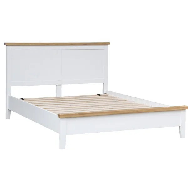 White Wood 5ft King Size Bed with Oak Tops