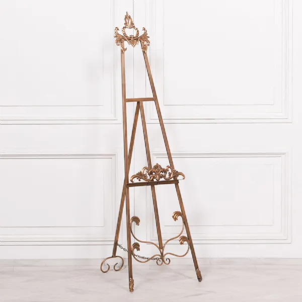 French Style Gold Metal Easel with Adjustable Shelf 165cm