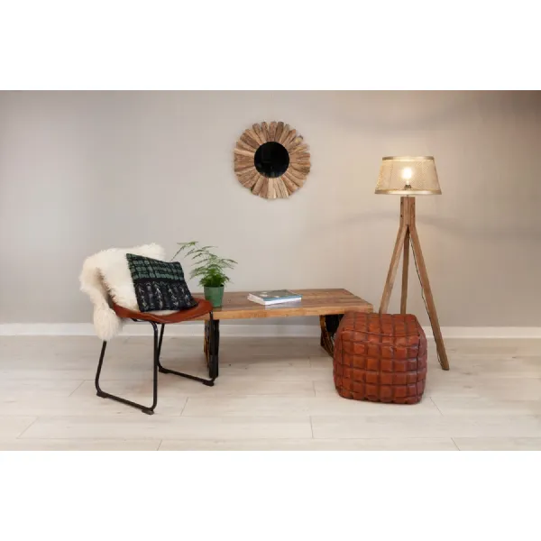 Natural Mango Wood Wheel Base Coffee Table