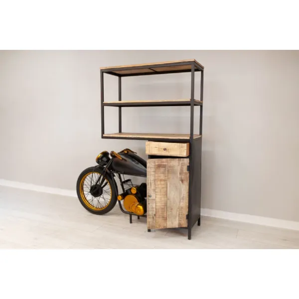 Industrial Rustic Wood Caddy Bike Designed Display Unit