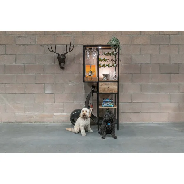 Black Wrought Metal Scooter Bar Cart Cocktail Cabinet