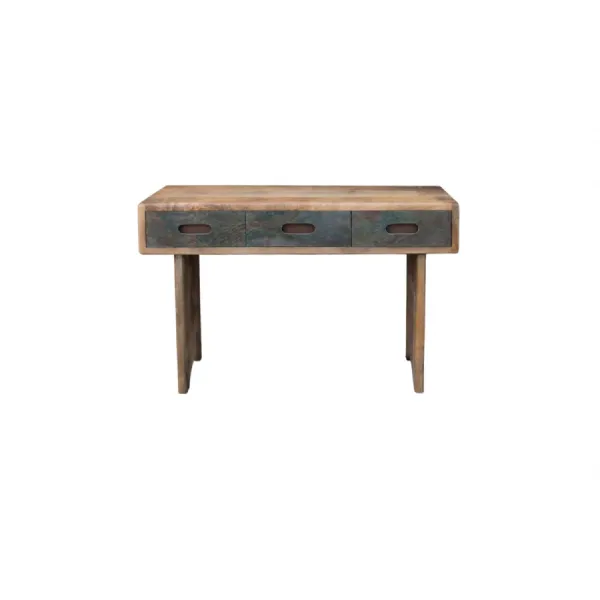 Natural Mango Wood 3 Drawer Large Console Table