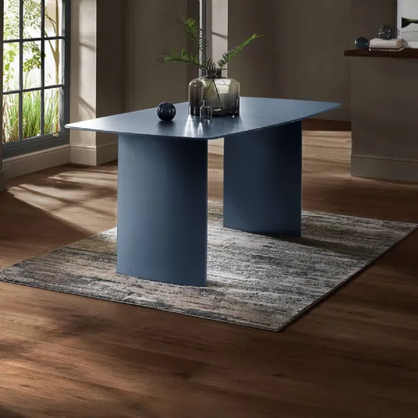 Element Rectangular Glass Table Matt Blue