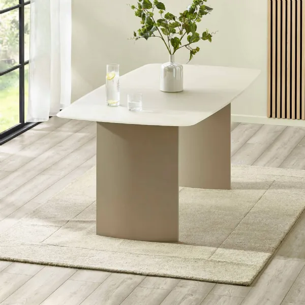 Element Rectangular Glass Table Matt Cream