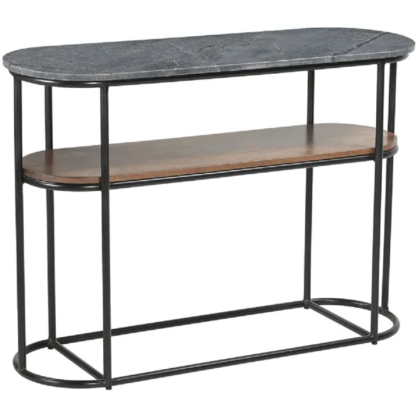 MARBLE AND WOOD CONSOLE TABLE