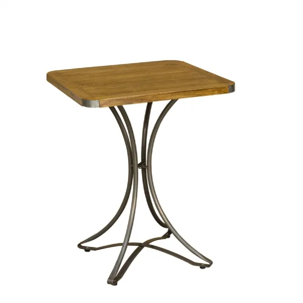 Industrial Mango Wood Square Bar Table with Curved Steel Base