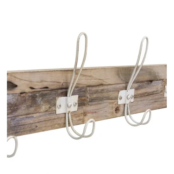 Re Engineered Coat Hanger White on White wood 6 Hooks