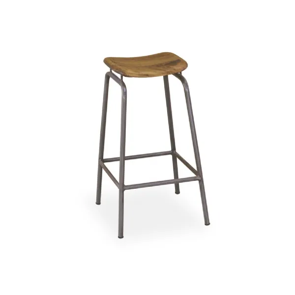 Industrial Style Solid Mango Wood and Metal Counter Height Lab Bar Stool