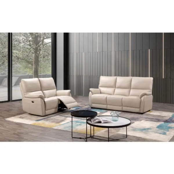 Ivory Leather 2 Seater Standard Back Sofa