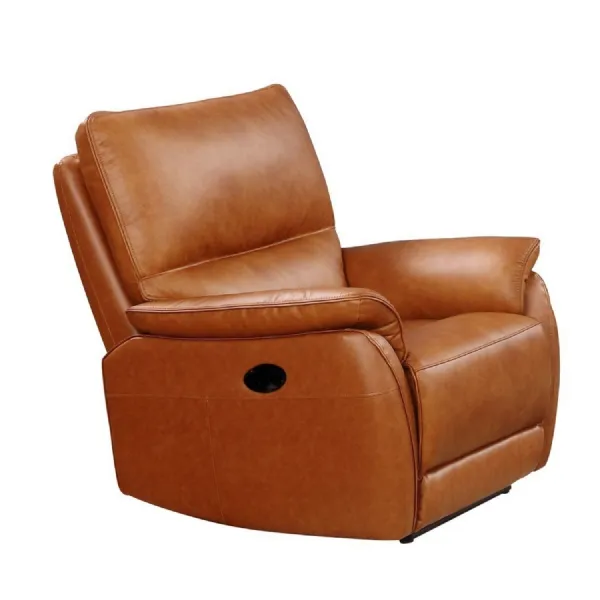 Tan Leather Recliner Chair with Padded Arms