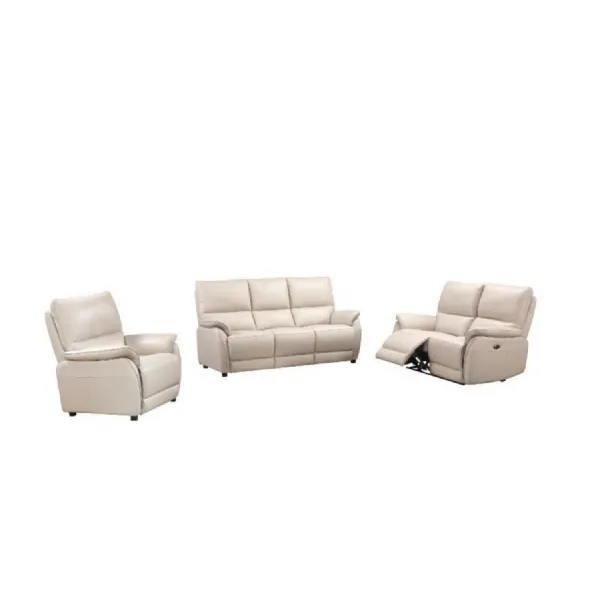 Chalk Leather 2 Seater Power Recliner Sofa