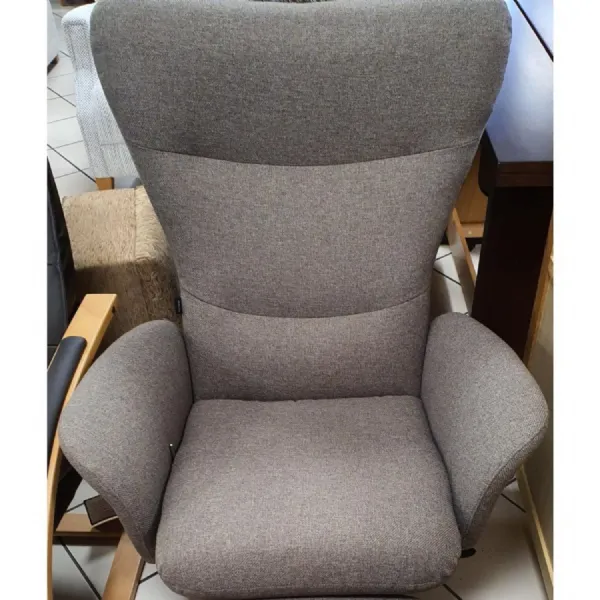 Swivel Recliner Chair with Back Tilt in Brown Grey Fabric