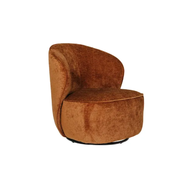 Rust Textured Fabric Swivel Accent Chair with Padded Seat