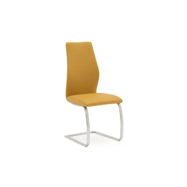 Orange Leather Dining Chair on Chrome Cantilever Legs