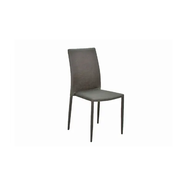 Grey Fabric Tall Back Dining Chair with Metal Legs