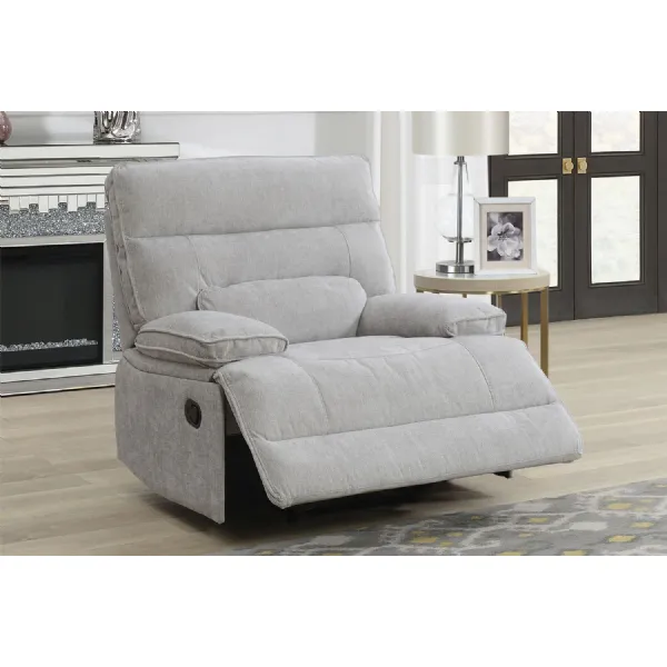 Grey Textured Fabric 1 Seater Manual Recliner Chair