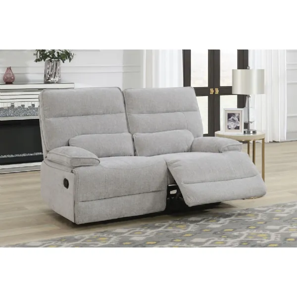 Grey Textured Fabric 2 Seater Manual Recliner Sofa