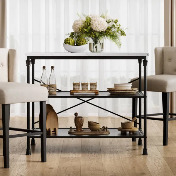 Fairmont Marble And Black Kitchen Island