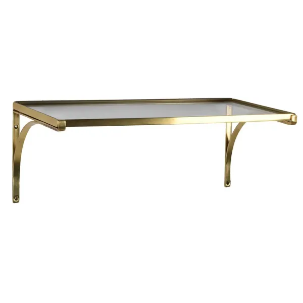 Antique Brass and Glass Wall Shelf
