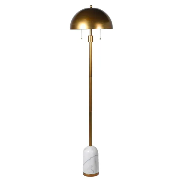 Gold Dome and Marble Base Floor Lamp