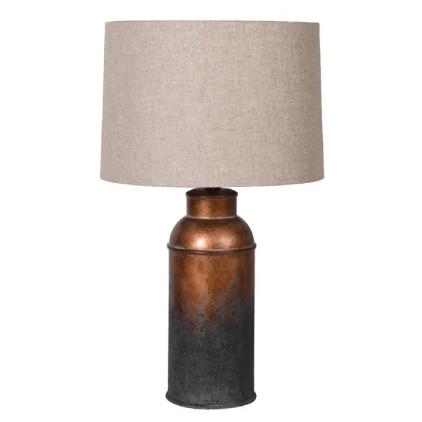 Aged Gold Table Lamp with Linen Shade