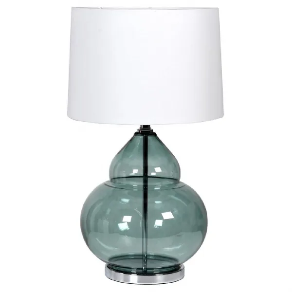 Bubble Glass Lamp With White Shade