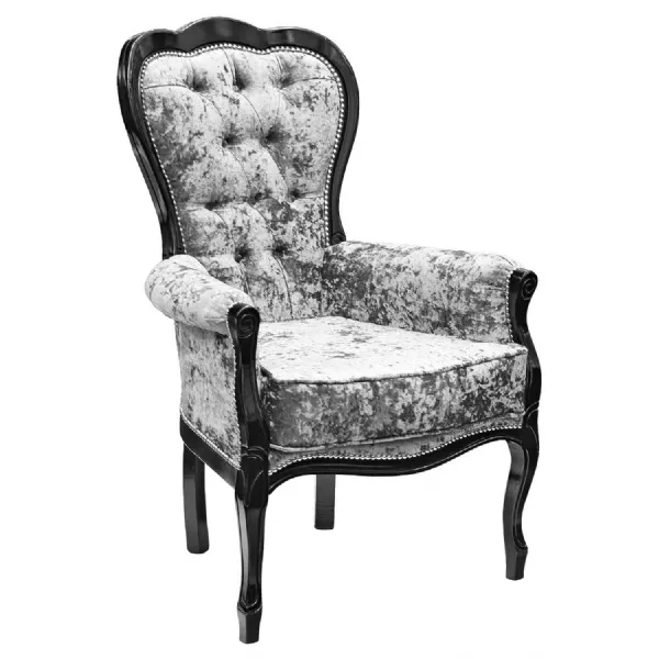 Crushed Silver Fabric Three Arced Back Lounge Chair Bespoke