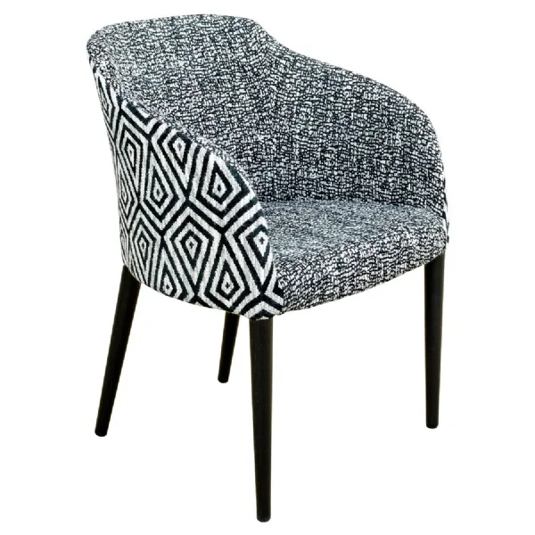 Charbon Fabric Curved Back Tub Chair Wenge Finish Bespoke
