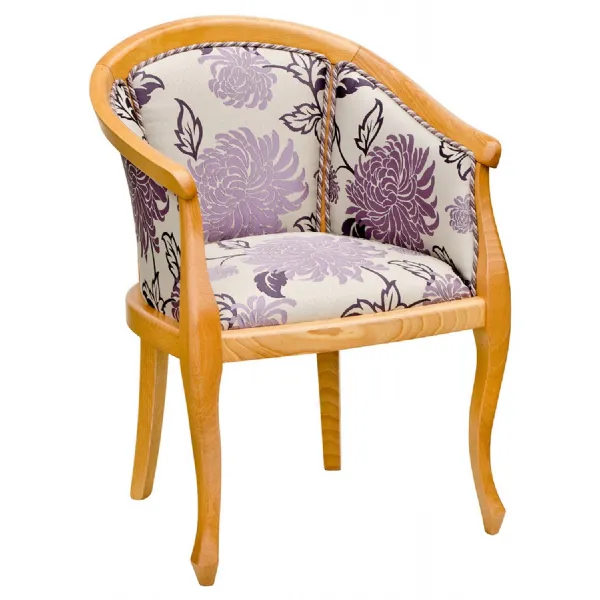 Jazz Floral Fabric Curved Back Tub Chair Wood Frame Bespoke