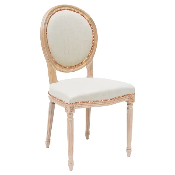 Oyster Fabric Round Back Dining Chair Wood Frame Bespoke
