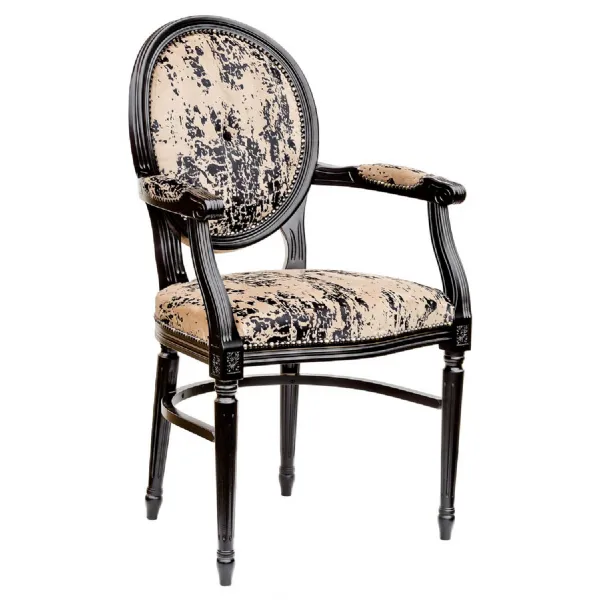 Custom Fabric Round Back Dining Carver Black Frame Bespoke