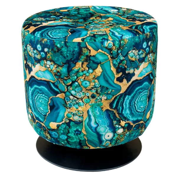 Casa Nova Pluto Fabric Swivel Drum Stool Black Base Bespoke