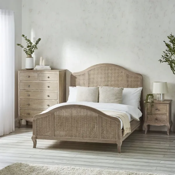 Fleur Rattan Bed 150Cm Light Oak