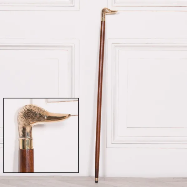 Duck Brass Wooden Walking Stick